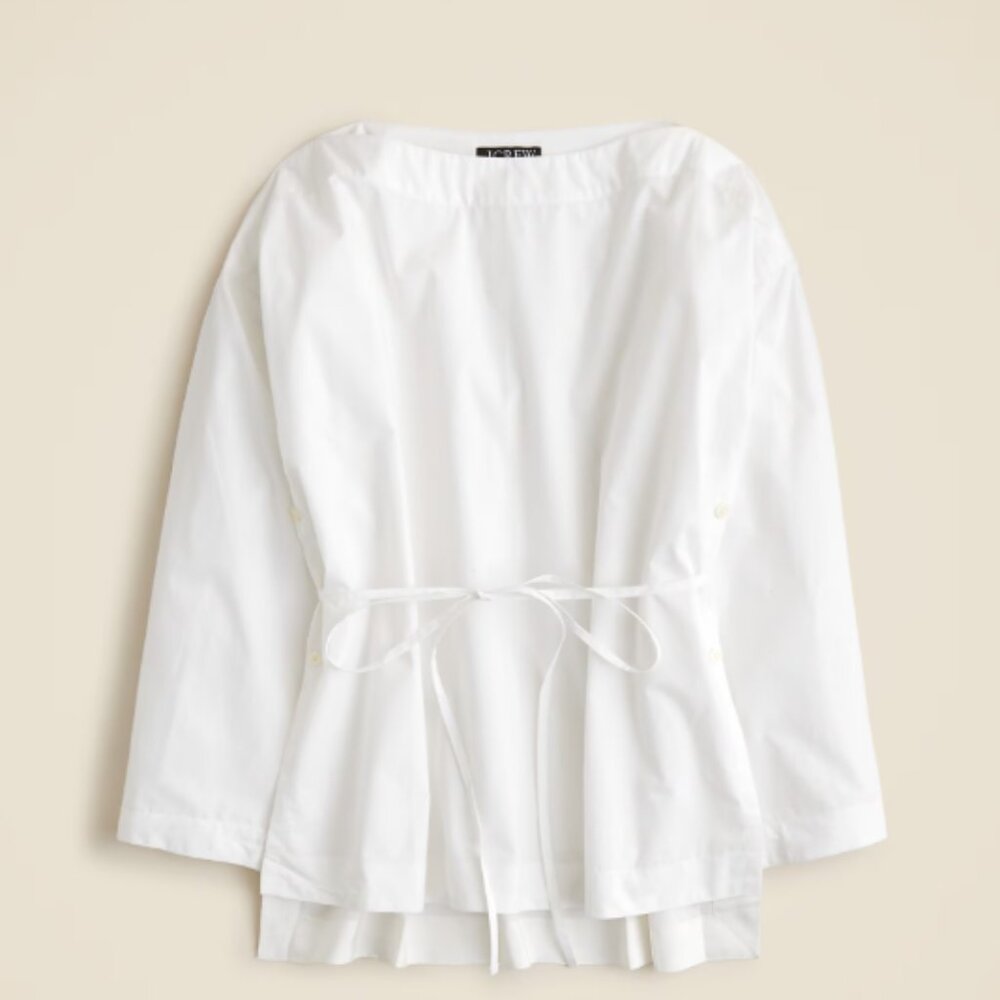 J.Crew White Cotton Poplin Boatneck Ciel Top Size XS NWT - Picture 2 of 11